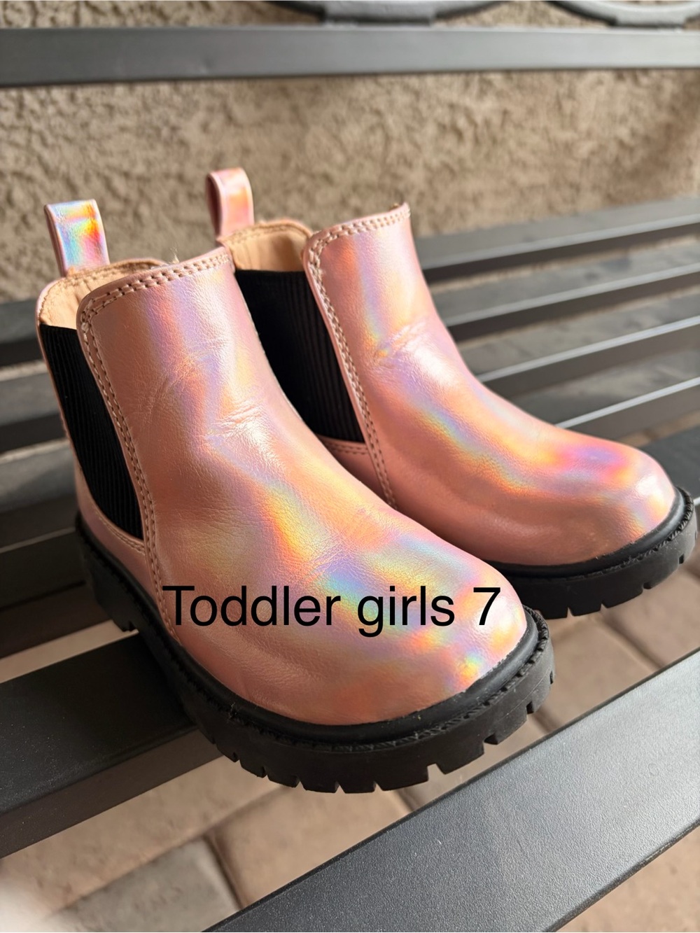 Old Navy Iridescent Pink Chelsea Boots for Toddler Girls